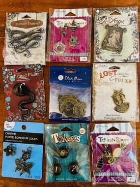 9 NEW Packages of Jewelry Pendants & Charms Blue Moon Bead Landing